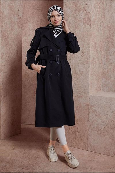 Alvina Button Detailed Belted Trench Coat 10890