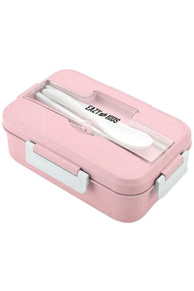 Eazy Kids Wheat Straw Leakproof Eco Bento Lunch Box - Pink (1000ml)