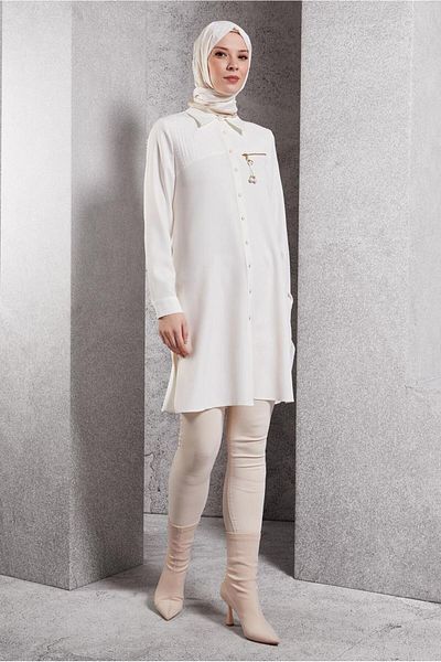 Alvina 45103 Model Shirt Collar Testicular Tunic