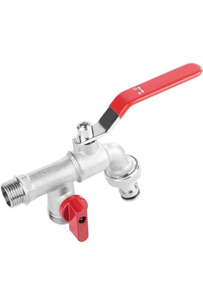 COOYA 90 Degree Double Valve Water Tap 1/2" Brass Faucet Home Outdoor Garden Tool (1/2in Thread, 1.6Mpa)