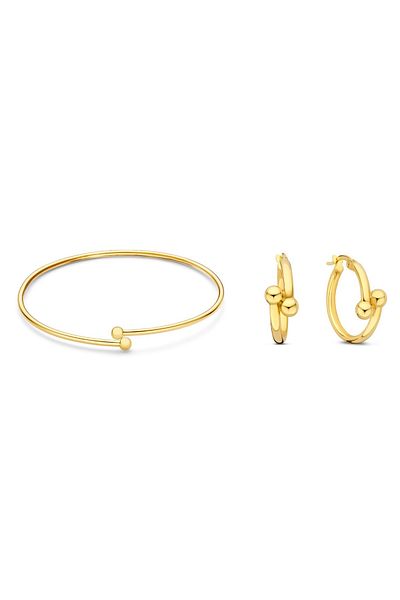 Isabel Bernard Cadeau d'Isabel 14 Karat Gold Armband, Armreif und Creolen Geschenkset IB90179