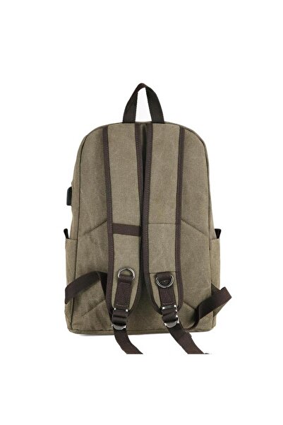ÇÇS Ççs London 51568 Kanvas Usb Usb Çıkışlı Sırt Çantası Haki