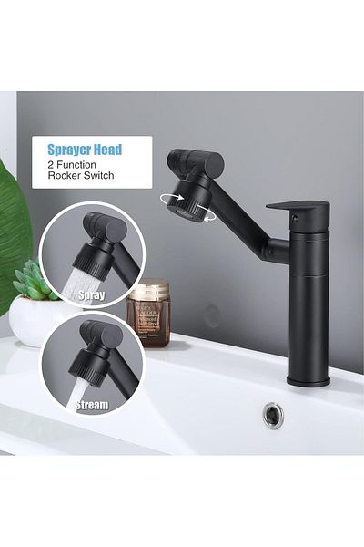 COOYA 1080 Degree Swivel Faucet, Single Handle Vanity Faucet, Lavatory Faucet, for Bathroom Sink