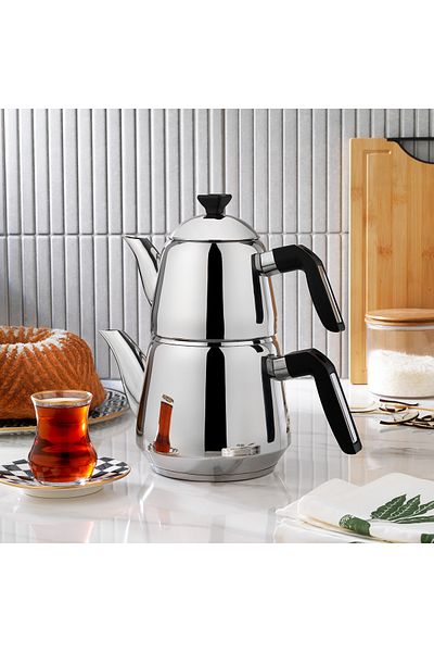 Schafer Teehaus Steel Teapot Set 4 Pieces-Black