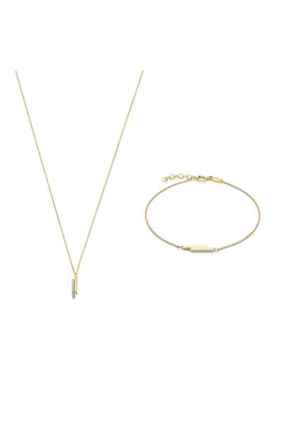 Isabel Bernard Cadeau d'Isabel 14 Karat Gold Halskette und Armband Geschenkset mit Stäbchen IB90189