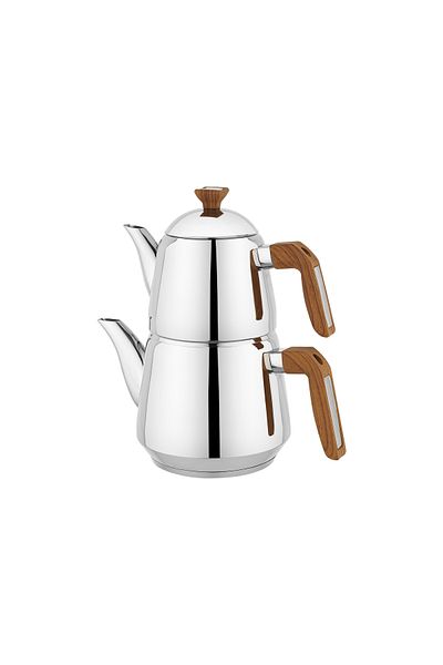 Schafer Teehaus Steel Teapot Set 4 Pieces-Brown