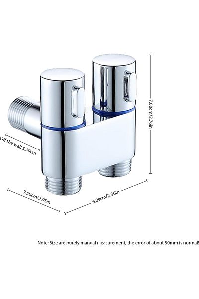 COOYA Dual Control Faucet, One In and Two Out Copper Valve Taps, Double Control Washing Machine Toilet Tap