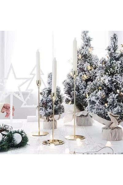 Generic 3-piece candlestick set, candlelight dinner decoration, wedding decoration crafts gold 10x10x33.5cm