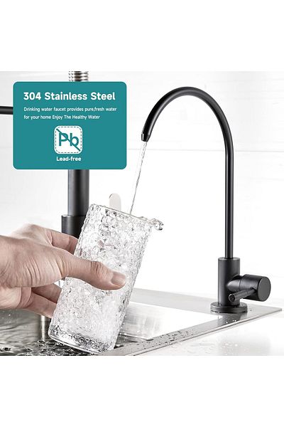 COOYA Water Faucet for Kitchen, Stainless Steel, Reverse Osmosis Water, Lead-Free(Matte Black)