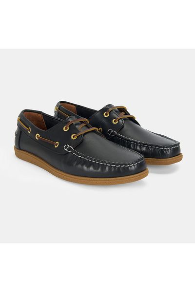 Desa Leminna Black Men's Leather Boat Casual Shoes