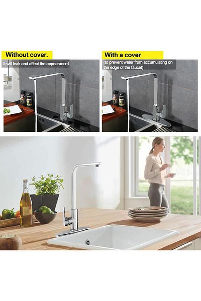 COOYA Kitchen Sink Mixer Tap with 360° Rotatable, Single-Handle High Arc Swan-Neck, With 2 Hose