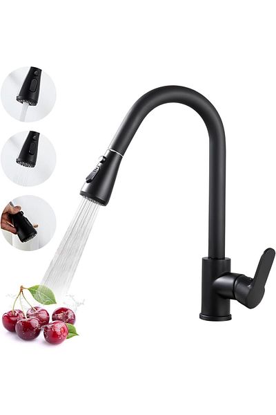 COOYA Kitchen Faucet, with Pull Down Sprayer, 360° High Arc Single Handle, Sink Mixer for Farmhouse Camper