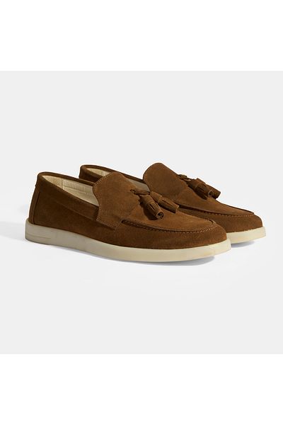 Desa Brown Men's Suede Tasseled Loafer