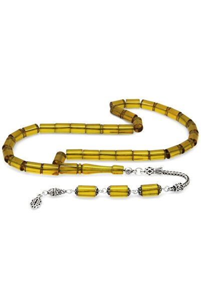 Tesbihane 925 проба срібний намисто з бахромою, вирізане, жовтий вогняний бурштин