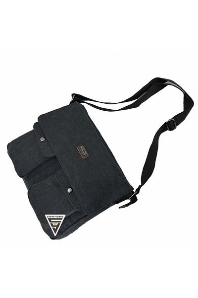 ÇÇS London 31469 Geantă de umăr Messenger din pânză neagră