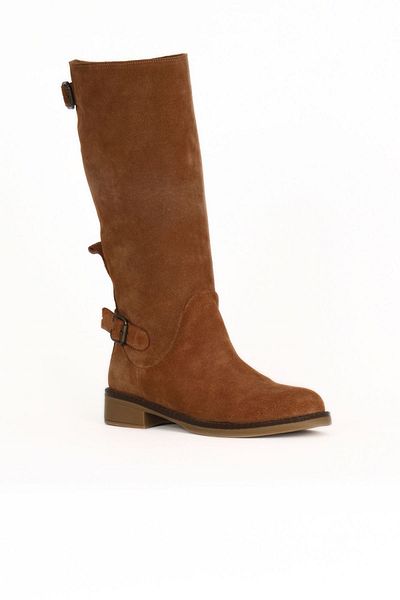 Bueno Shoes Tan Light Suede Γυναικείες Flat Μπότες 01wd0500