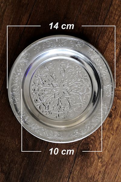 Binbir Trend 14 cm - Authentic Patterned Chrome Steel Appetizer and Serving Plate