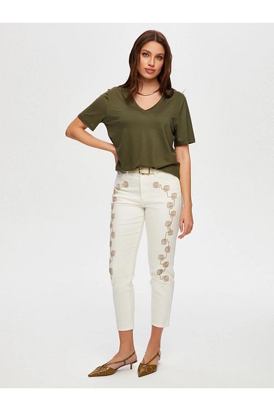 Faik Sönmez Tricou oversize pentru femei cu decolteu în V - confortabil și elegant