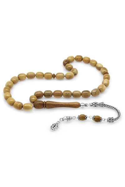 Tesbihane 925 проба срібла з бахромою, кругла капсула, коричнева кука, чотки