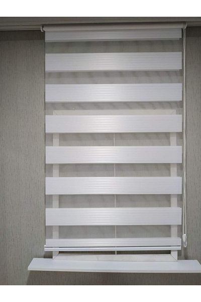 storyperde White Zebra Curtain with Wide Pleats (Straight Skirt)