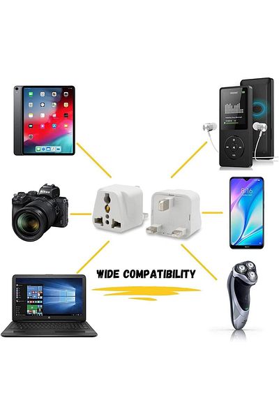 Buy and Bill USA/Canada/EU/AU to UAE Dubai UK HK Plug 3-Pin Plug Universal Socket Travel Adaptor Converter Pack-2