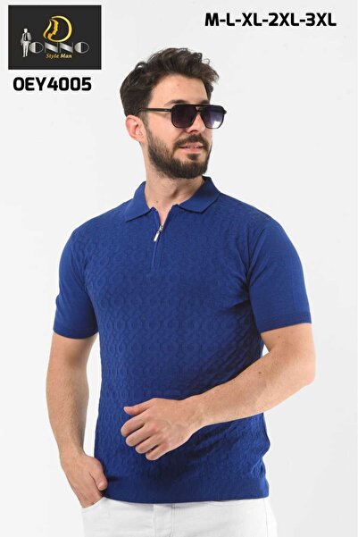 ONNO Ανδρικό μπλουζάκι με λεπτομέρεια με φερμουάρ από λεπτό βαμβακερό πλεκτό