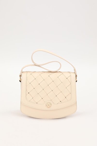 Levidor Cream Diamond Patterned Shoulder Bag