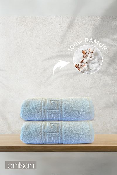 Anılsan Μπλε Πετσέτα Χεριών 50x90 cm, 100% Βαμβάκι, Πετσέτες Spa και Ξενοδοχείου, Εφαρμόζεται για Καθημερινή Χρήση