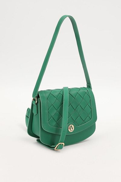 Levidor Grass Green Diamond Patterned Shoulder Bag