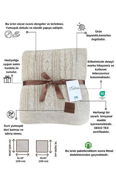 DALİSA Cuo Knitted Knitwear Bedspread Sofa Cover