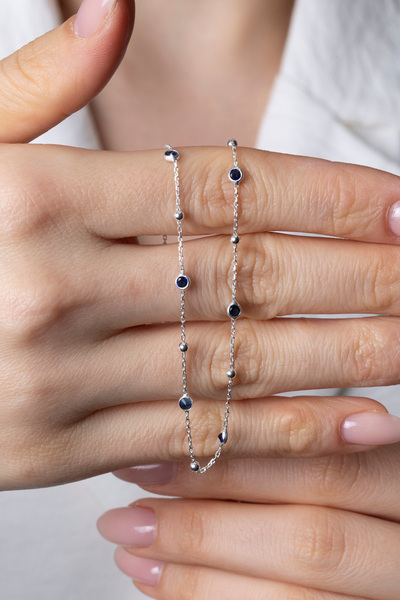 Elika Silver 925 Ayar Gümüş Zirkon Taşlı Top Zincir Kolye