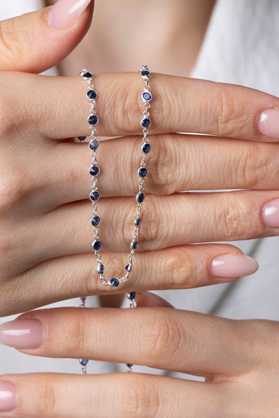 Elika Silver 925 Ayar Gümüş Işıltılı Zirkon Taşlı Su Yolu Kolye