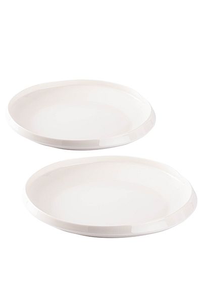 Tantitoni Sky White Porcelain Double Food Plate Set 24.6cm