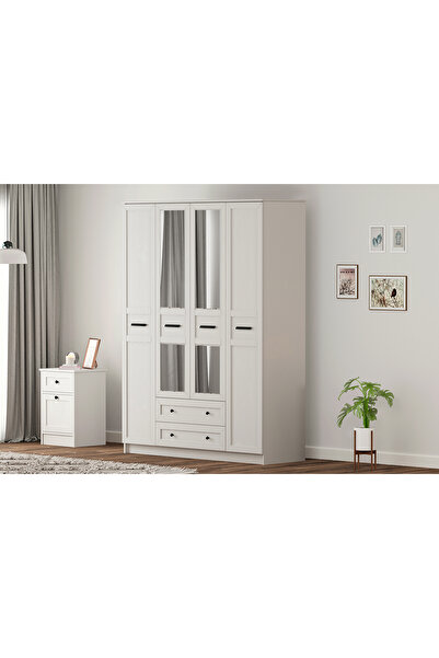 Rabi Rumy-S1 Country 4 Kapak 2 Çekmeceli Aynalı Gardırop