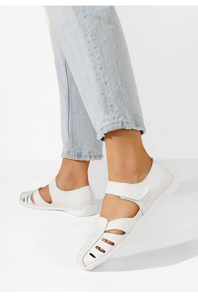 B T Shoes Balerini piele Emmeline albi