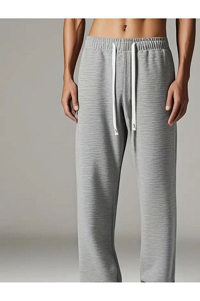 LASVES Men's Gray Straight Leg Sweatpants