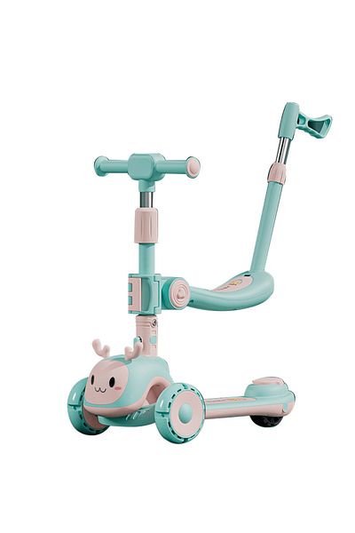 KidLe Kids Scooter 6-in-1 Children's Scooter with Adjustable Seat, Baby Scooter for 1-3-6 Years Boys Girls