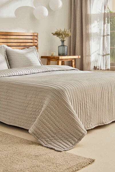 Kaşmir Home Amelia Çift Kişilik Yatak Örtüsü Takımı Gri