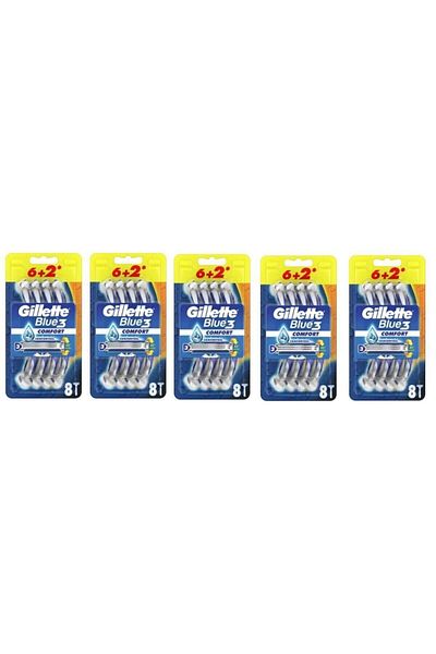 Gillette Blue3 Comfort Disposable Shaving Blades 8 x 5 Pack