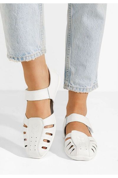 B T Shoes Balerini piele Emmeline albi