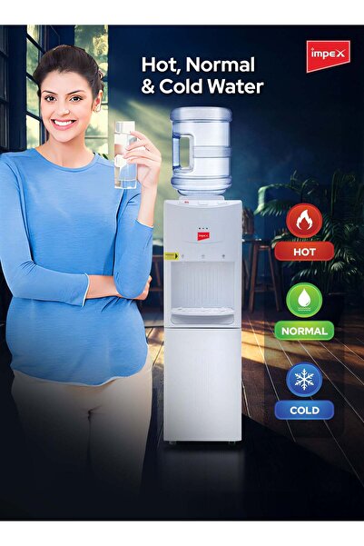 İMPEX Impex Top Loaded Water Dispenser Stainless Steel Water Tank 3 Temp Child Lock Made in India WD3901