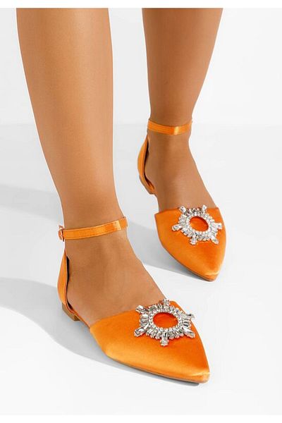 B T Shoes Balerini cu bareta Laidia portocalii