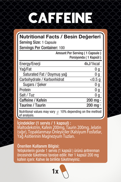 Effive Nutrition Effive Caffeine Taurine - 100 Kapsül