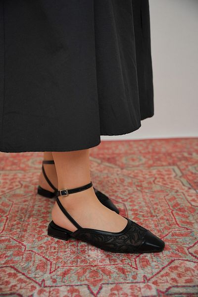LAMİNTA Balerini de damă cu cataramă brodate Dendy Black