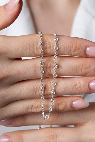 Elika Silver 925 Ayar Gümüş Işıltılı Zirkon Taşlı Su Yolu Kolye