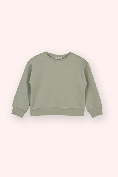 Panço Kız Çocuk Bisiklet Yaka Haki Sweatshirt