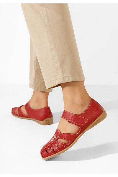 B T Shoes Emmeline red leather ballerinas