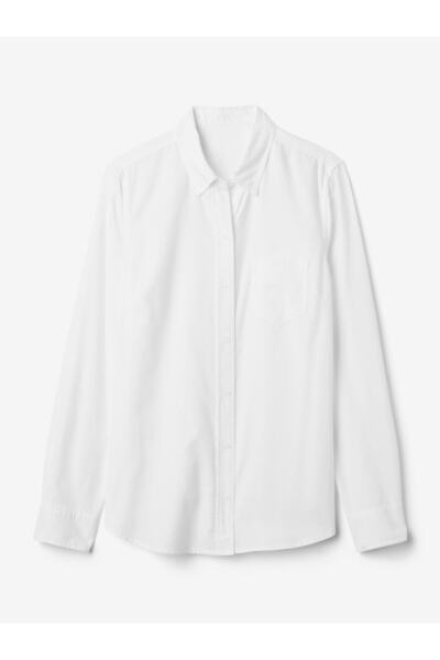 GAP Kadın Beyaz Logo Oxford Gömlek