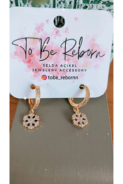 To Be Reborn Çelik Çocuk Küpesi Kar Tanesi Zirkon Taşlı Kuyumcu İşçiliğinde Vip