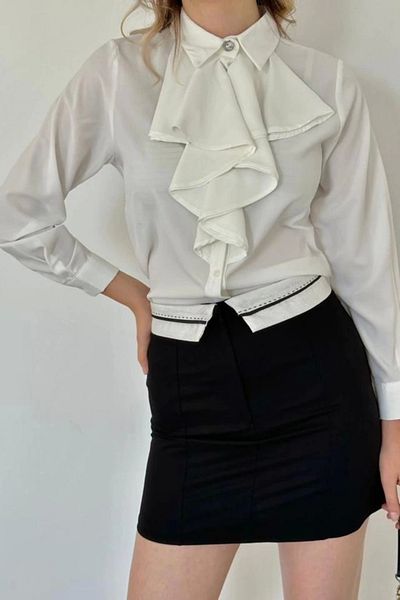 Butik Black Belted Ball Mini Skirt
